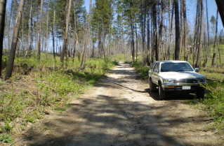 Start of road off Chute Lake Road leading to the South Parking Lot 2009-05.